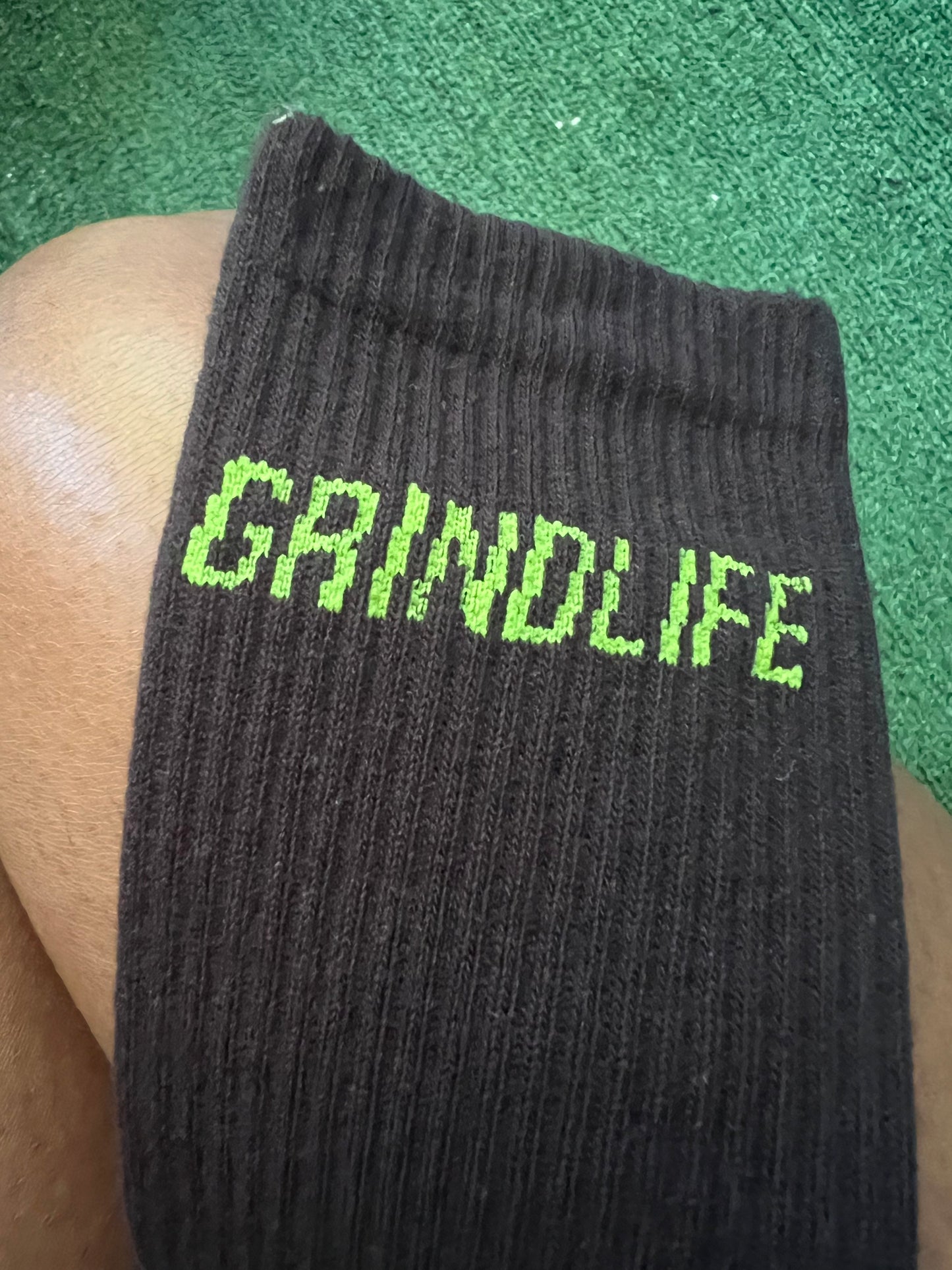 GrindLife Horizontal Calf Socks Black Neon Green