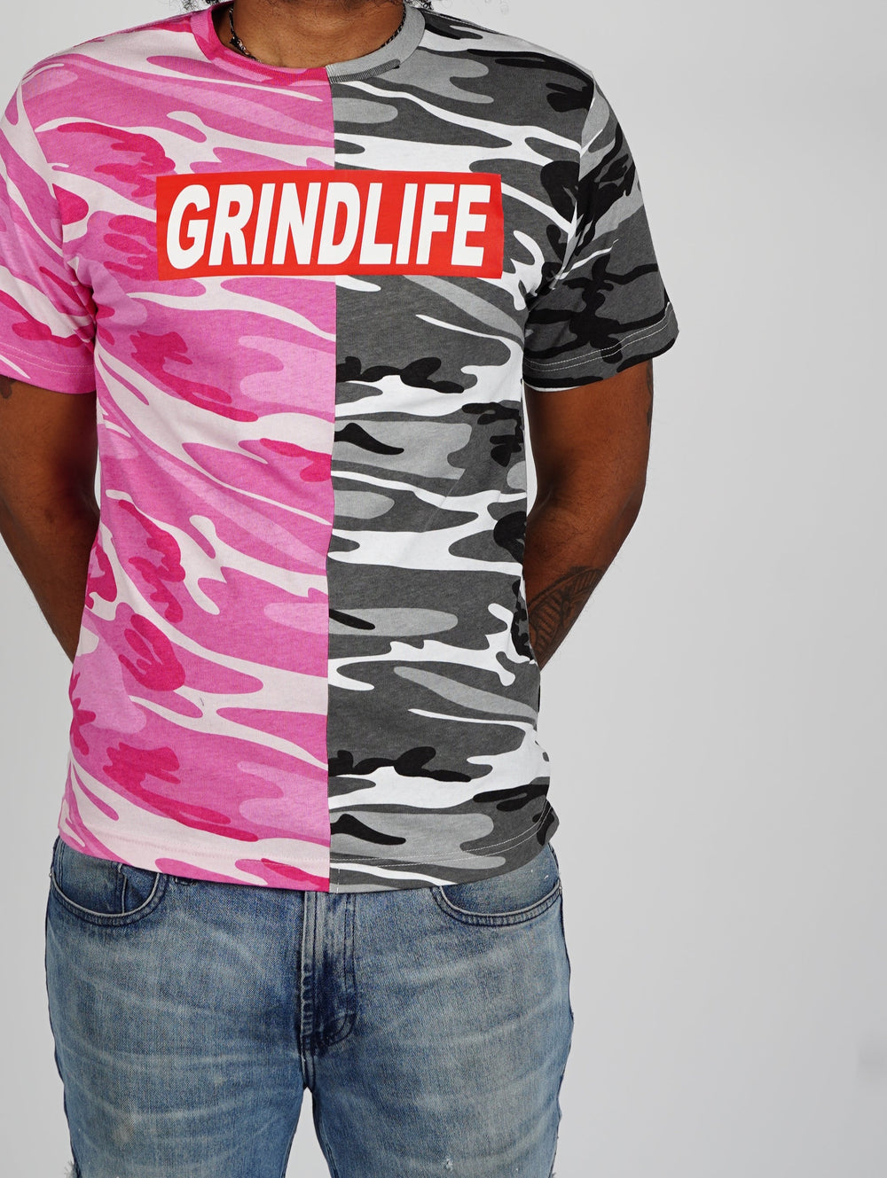 GrindLife Red Box Camo Split T Pink Black